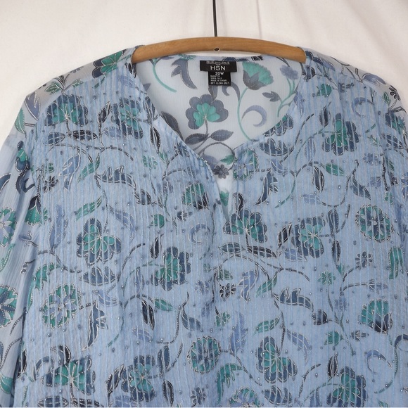 DUE Per DUE for HSN Women Plus size 100% Silk 2X Long Sleeves Blouse - Picture 6 of 9